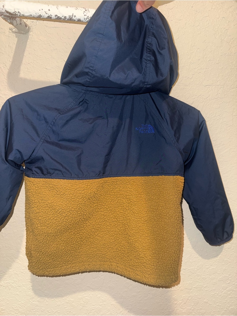 The North Face Toddler Sherpa Fleece Hooded Jacket Blue Tan Full Zip - Picture 4 of 4